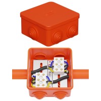 Коробка JBS080 85х85х50, 6 вых., 12P (0,15-2,5 мм²) (43071HF). Коробка монтажная, огнестойкая, без галогена. Экопласт