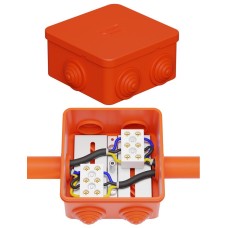 Коробка JBS080 85х85х50, 6 вых., 10P (0,15-4,0 мм²) (43161HF). Коробка монтажная, огнестойкая, без галогена. Экопласт