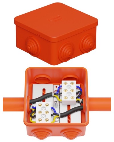 Коробка JBS080 85х85х50, 6 вых., 3P (0,15-4,0 мм²) (43101HF). Коробка монтажная, огнестойкая, без галогена. Экопласт в Тюмени