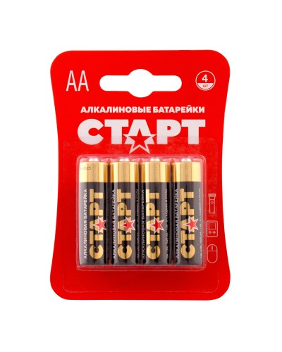 СТАРТ LR6-BL4 (1,5 В, AA, LR6), упак. 4 шт. БЛИСТЕР. Алкалиновые батарейки. СТАРТ в Тюмени